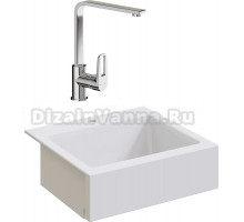 Комплект Мойка Domaci Сиена 50166-101, с 1 отверстием, белый глянец + Смеситель STWORKI