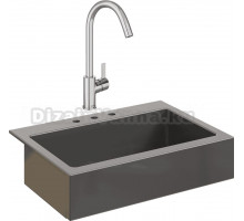 Комплект Мойка Domaci Сиена 50186-112, с 3 отверстиями, антрацит + Смеситель Ливорно