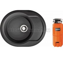 Комплект Мойка Omoikiri Manmaru 62-BL, черная + Измельчитель Nagare slim 1250