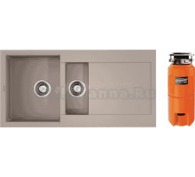 Комплект Мойка Omoikiri Sakaime 100-2-SA, бежевая + Измельчитель Nagare slim 900