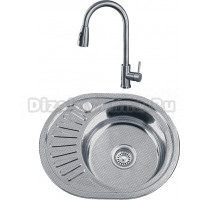 Комплект Мойка РМС MD8 MD8-5745OVR, R + Смеситель SUS124-017F-2, сталь