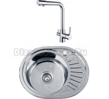 Комплект Мойка РМС MD8 MD8-7750OVL, L + Смеситель BOOU 91401