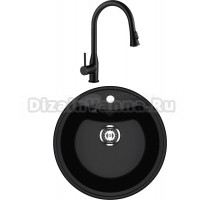 Комплект Мойка Ulgran U-601 -344, ультра-черная + Смеситель Timo Saona 2336/03FL, черный