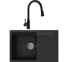 Комплект Мойка Practik PR-M 735-004, черный оникс + Смеситель Timo Saona 2336/03FL, черный