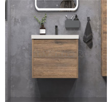 Тумба под раковину без столешницы SanStar Siva 50 подвесная, дуб веллингтон табак