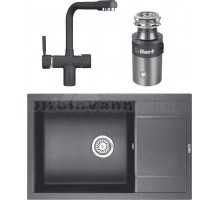 Комплект Мойка Granula 7805, графит + Смеситель 2088, графит + Измельчитель Bort Titan 4000 Control