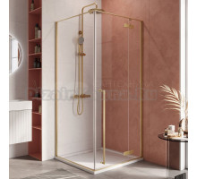 Душевой уголок Cezares Liner A-1 R 90х90 см, профиль брашированное золото, стекло прозрачное