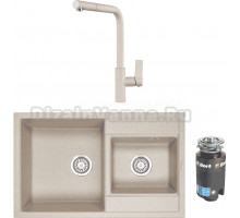 Комплект Мойка Granula 8201, пирит + Смеситель 2502, пирит + Измельчитель Bort Titan 4000