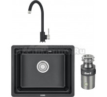Комплект Мойка Granula Kitchen Space 5501U, черный + Смеситель ST-4031, черный + Измельчитель Bort Titan 4000 Control