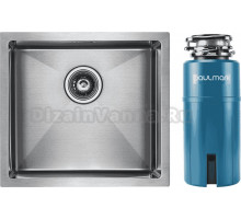 Комплект Мойка Paulmark Aller PM804844-BS, брашированная нержавеющая сталь + Измельчитель Intenso