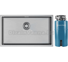 Комплект Мойка Paulmark Aller PM807444-BS, брашированная нержавеющая сталь + Измельчитель Intenso