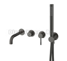 Встраиваемый смеситель для душа и ванны Boheme Uno 464-3-GM С ВНУТРЕННЕЙ ЧАСТЬЮ, gun metal