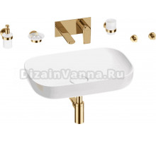 Комплект 8 в 1 Wellsee Croquis 201005638 глянцевый белый, золото, С ВНУТРЕННЕЙ ЧАСТЬЮ