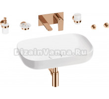 Комплект 8 в 1 Wellsee Croquis 201005639 глянцевый белый, розовое золото, С ВНУТРЕННЕЙ ЧАСТЬЮ