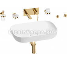 Комплект 8 в 1 Wellsee Croquis 201005643 глянцевый белый, золото, С ВНУТРЕННЕЙ ЧАСТЬЮ