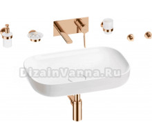 Комплект 8 в 1 Wellsee Croquis 201005644 глянцевый белый, розовое золото, С ВНУТРЕННЕЙ ЧАСТЬЮ