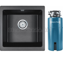 Комплект Мойка Paulmark Brilon PM104546-BL, черный + Измельчитель Intenso I-PRO 1000