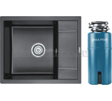 Комплект Мойка Paulmark Flugen 50-600 PM216050-BL, черная + Измельчитель Intenso