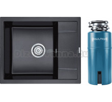 Комплект Мойка Paulmark Flugen 50-600 PM216050-BLM, черный металлик + Измельчитель Intenso