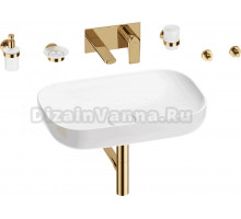 Комплект 7 в 1 Wellsee Croquis 201005678 глянцевый белый, золото, С ВНУТРЕННЕЙ ЧАСТЬЮ