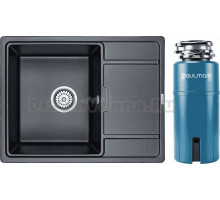 Комплект Мойка Paulmark Flugen 50-650 PM216550-BLM, черный металлик + Измельчитель Intenso I-PRO 1000