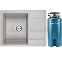 Комплект Мойка Paulmark Flugen 50-650 PM216550-GR, серый + Измельчитель Intenso I-500