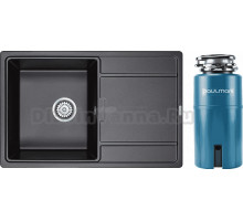 Комплект Мойка Paulmark Flugen 50-780 PM217850-BL, черный + Измельчитель Intenso I-500