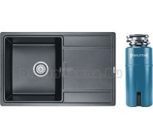 Комплект Мойка Paulmark Flugen 50-780 PM217850-BLM, черный металлик + Измельчитель Intenso I-800