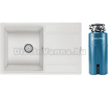 Комплект Мойка Paulmark Flugen 50-780 PM217850-WH, белый + Измельчитель Intenso I-800