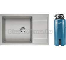 Комплект Мойка Paulmark Flugen 60 PM317850-GR, серая + Измельчитель Intenso