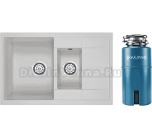 Комплект Мойка Paulmark Flugen 60/1,5 PM237850-WH, белый + Измельчитель Intenso I-500