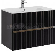 Тумба с раковиной Art&Max Elegant 80 подвесная, черная матовая