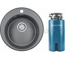 Комплект Мойка Paulmark Gelegen 50 PM404800-DG, графит + Измельчитель Intenso