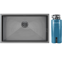 Комплект Мойка Paulmark Gerberg PM257444-GM, вороненая сталь + Измельчитель Intenso