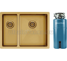 Комплект Мойка Paulmark Gerberg PM225944-BGR, брашированное золото R + Измельчитель Intenso