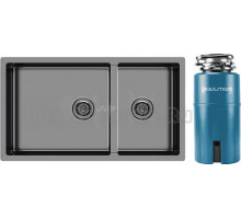 Комплект Мойка Paulmark Gerberg PM227844-GM, вороненая сталь + Измельчитель Intenso I-500