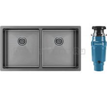 Комплект Мойка Paulmark Gerberg PM237844-GM, вороненая сталь + Измельчитель Intenso