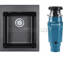 Комплект Мойка Paulmark Kante 40 PM104249-BL, черный + Измельчитель Intenso