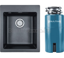 Комплект Мойка Paulmark Kante 40 PM104249-BLM, черный металлик + Измельчитель Intenso