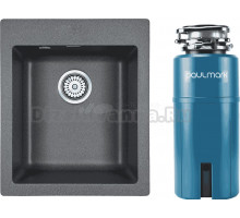 Комплект Мойка Paulmark Kante 40 PM104249-DG, графит + Измельчитель Intenso