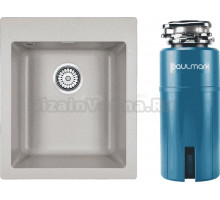 Комплект Мойка Paulmark Kante 40 PM104249-GR, серый + Измельчитель Intenso