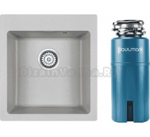 Комплект Мойка Paulmark Kante 45 PM104651-GR, серая + Измельчитель Intenso