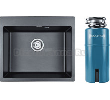 Комплект Мойка Paulmark Kante 60 PM106052-BLM, черный металлик + Измельчитель Intenso I-PRO 1000