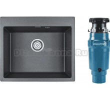 Комплект Мойка Paulmark Kante 60 PM106052-DG, графит + Измельчитель Intenso