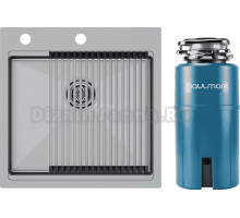 Комплект Мойка Paulmark Kroner + Pro PM705151-BS+R405-BS, брашированная сталь + Измельчитель Intenso