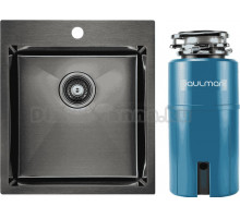 Комплект Мойка Paulmark Kroner PM214551-GM, вороненая сталь + Измельчитель Intenso I-500