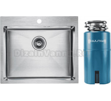 Комплект Мойка Paulmark Kroner PM215951-BS, брашированная нержавеющая сталь + Измельчитель Intenso I-500