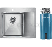 Комплект Мойка Paulmark Kroner PM225951-BSL, брашированная нержавеющая сталь L + Измельчитель Intenso I-800