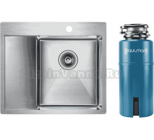 Комплект Мойка Paulmark Kroner PM225951-BSR, брашированная нержавеющая сталь R + Измельчитель Intenso