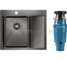 Комплект Мойка Paulmark Kroner PM225951-GML, вороненая сталь L + Измельчитель Intenso